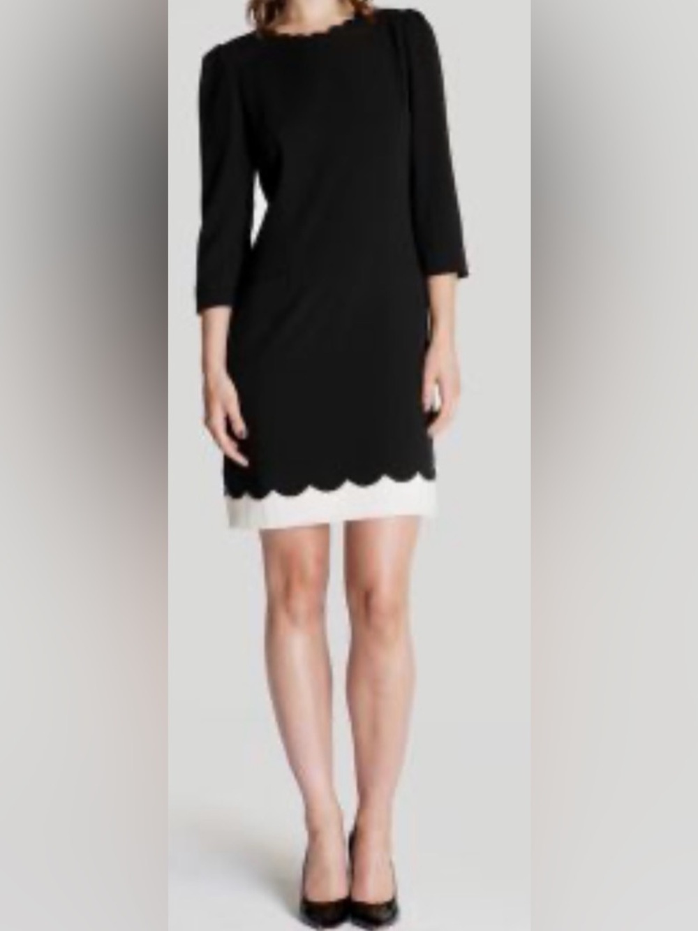 Ted Baker London Black Dress with White Scallop Hem